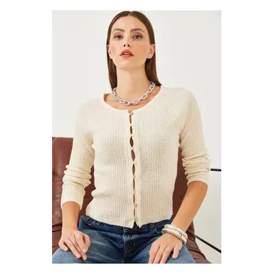 Bianco Lucci Women's Buttoned Knitwear Seasonal Cardigan