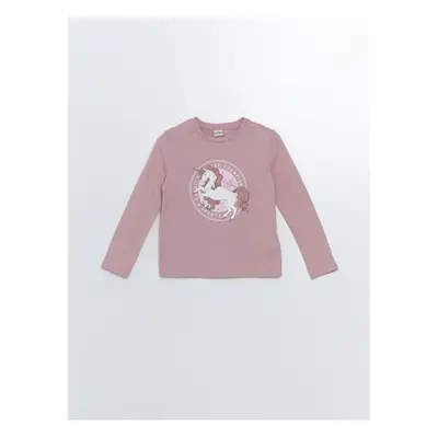 LC Waikiki Crew Neck Printed Long Sleeve Girls' T-Shirt