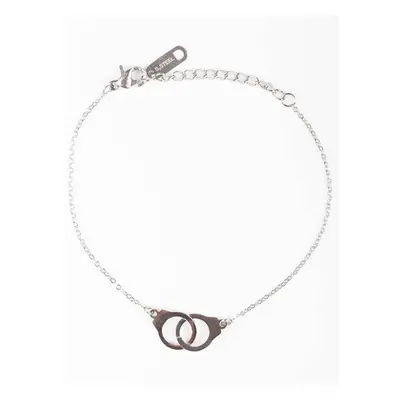 Bracelet on a silver chain decorated with handcuff pendants