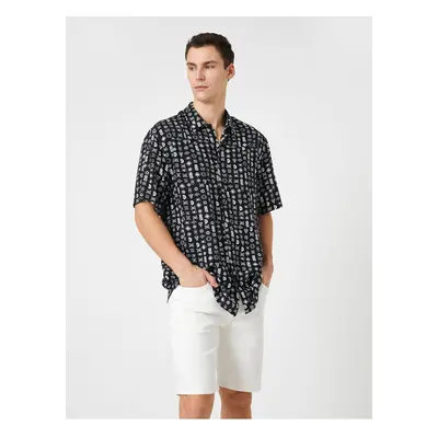 Koton Summer Shirt Short Sleeve Ethnic Printed Classic Collar