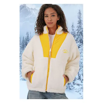 Bigdart Women's Plush Coat Jacket - Yellow