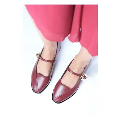 Mio Gusto Juliet Claret Color Side Buckle Women's Ballerina Shoes