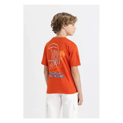 DEFACTO Boy Crew Neck Back Printed Short Sleeve T-Shirt