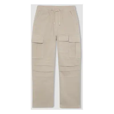 DEFACTO Boy's Cargo Pocket Straight Leg Gabardine Trousers