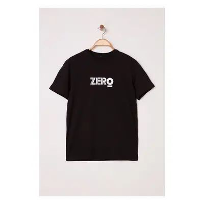 Trendyol Black Regular/Normal Fit Zero Printed 100% Cotton T-Shirt