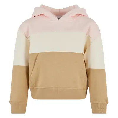 Dívčí oversized 3-Tone Hoody růžová/bílá písková/unionbéžová