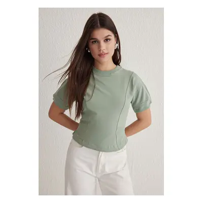 Trendyol Mint Fitted/Body Fitted Crew Neck Flexible Knitted Blouse