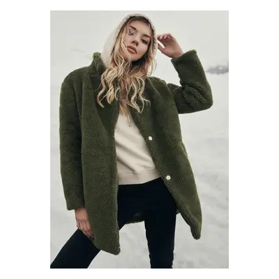 Dámský oversized Sherpa Coat olivový