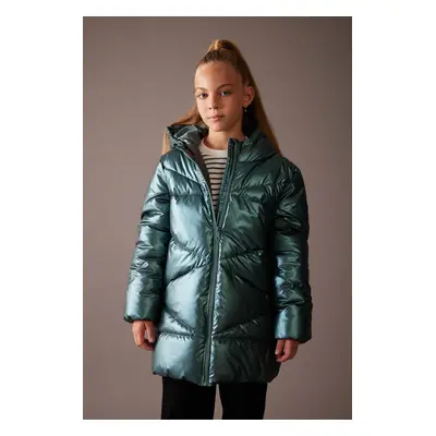 DEFACTO Girl Water Repellent Shiny Hooded Coat