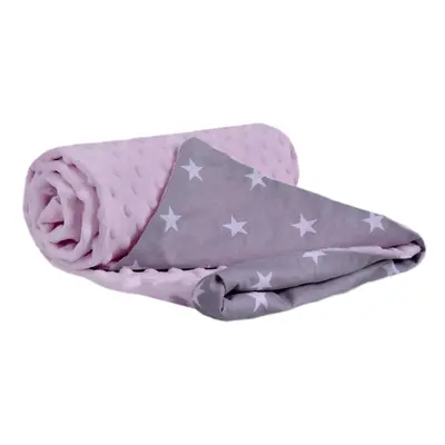 Medi Partners Blanket cotton + minky – White stars on gray + light pink minky