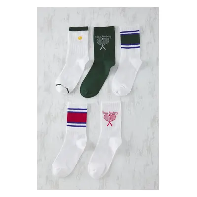 Trendyol Multicolored Unisex Pack College/Tennis/Medium Cotton Socks