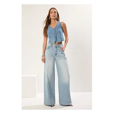 Trendyol Blue High Waist Extra Wide Leg Palazzo Jeans