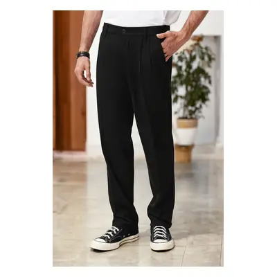 Trendyol Black Pleated Classic Baggy Fit Fabric Trousers