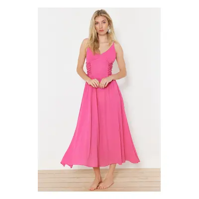 Trendyol Fuchsia Maxi Woven Beach Dress