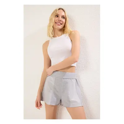 Trendyol Grey Waist Detailed Relaxed/Comfortable Cut Short Shorts & Bermuda