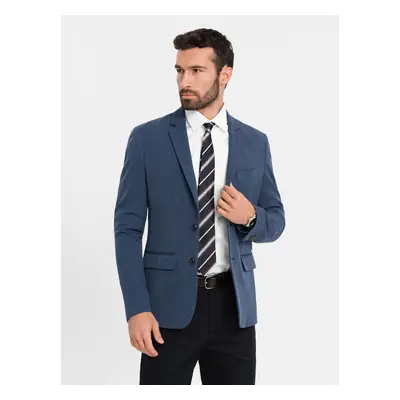 Ombre Elegant men's plaid blazer with wool blend - grey