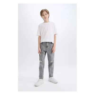 DEFACTO Boy Balloon Fit Ripped Detail Straight Leg Jean Trousers