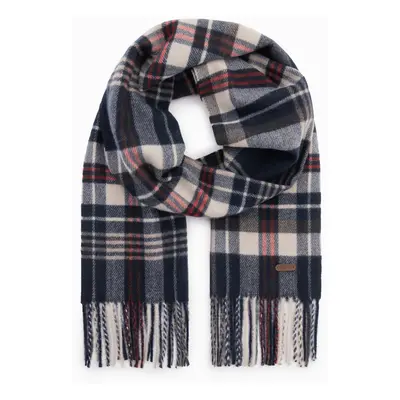 Ombre Men's Scottish check fringed scarf - navy blue and cream