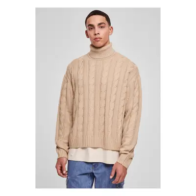 Boxy Roll Neck Sweater mokrý písek