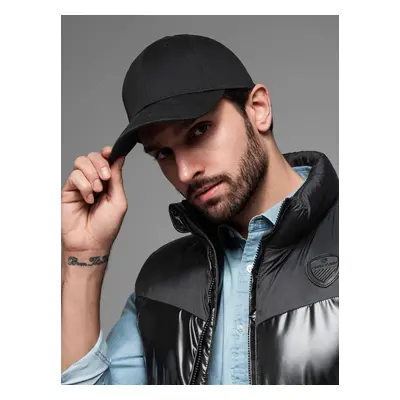 Ombre Men's baseball cap with visor and decorative embroidery - black