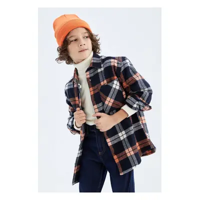 DEFACTO Boys' Oversize Flannel Long Sleeve Shirt