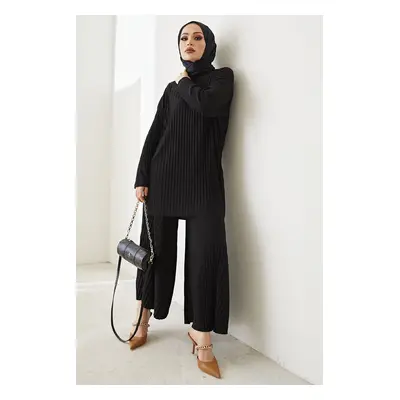 InStyle Mila Pleated Trousers Tunic Double Suit - Black