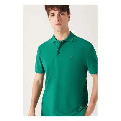 Avva Men's Green 100% Cotton Cool Polo Collar T-Shirt E