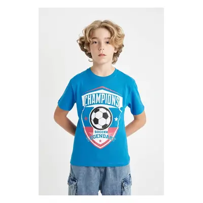 DEFACTO Boy's Crew Neck Printed Short Sleeve T-Shirt