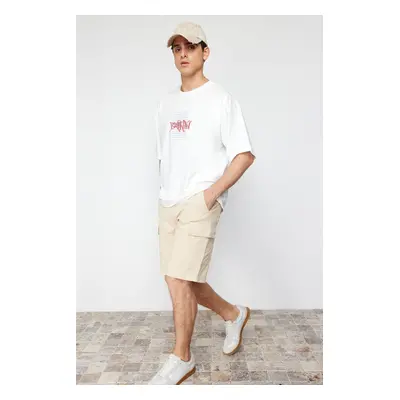 Trendyol Stone Relaxed Cut Denim Jeans Shorts with Cargo Pocket & Bermuda