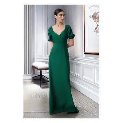 Trendyol Emerald Green A-Line Woven Long Evening Dress & Graduation Dress