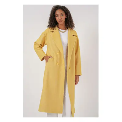 Bigdart Oversize Wide Cut Wool Long Stamp Coat - Yellow