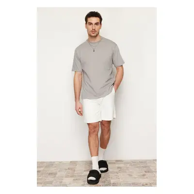 Trendyol Grey Oversize/Wide Cut Basic 100% Cotton T-Shirt