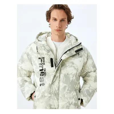 Koton Hooded Puffer Jacket Zippered Wind Flap