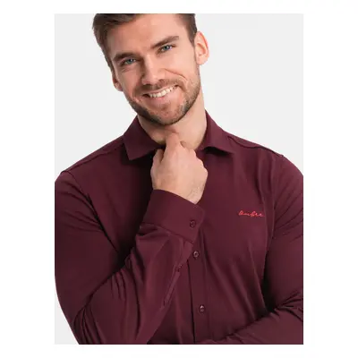 Ombre Men's cotton single jersey knit REGULAR shirt - maroon