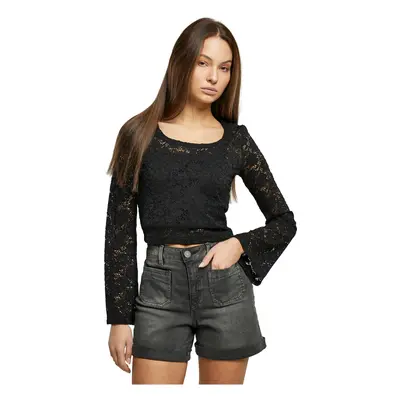 Dámská Cropped Lace Longsleeve černá