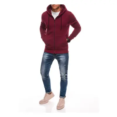 Edoti BASIC unbuttoned men's hooded sweatshirt - maroon