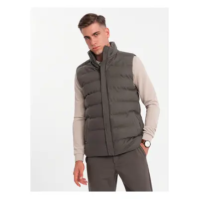 Ombre Men's quilted wool sleeveless jacket - olive melange