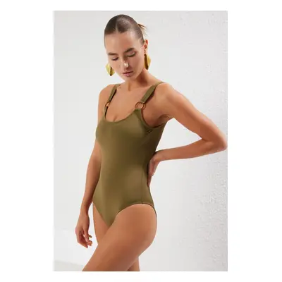 Trendyol Khaki U-neck Accessory Swimsuit