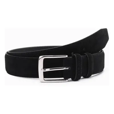 Ombre Unicolored men's natural suede belt - black