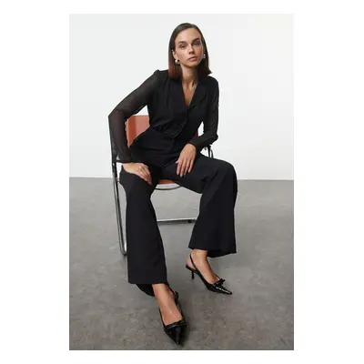 Trendyol Black Chiffon Mixed Long Jumpsuit