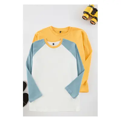 Trendyol Yellow-Green Plain Cotton Knit T-Shirt