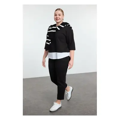 Trendyol Curve Black Knitted Plus Size Tracksuit