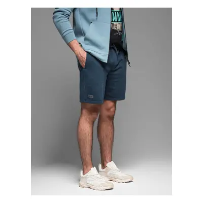 Ombre BASIC men's cotton sweat shorts - navy blue