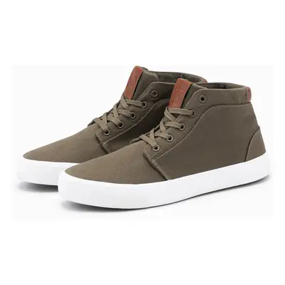 Ombre Men's cotton canvas high-top sneakers shoes - olive