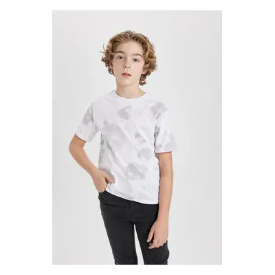 DEFACTO Boy's Crew Neck Printed Patterned Short Sleeve T-Shirt