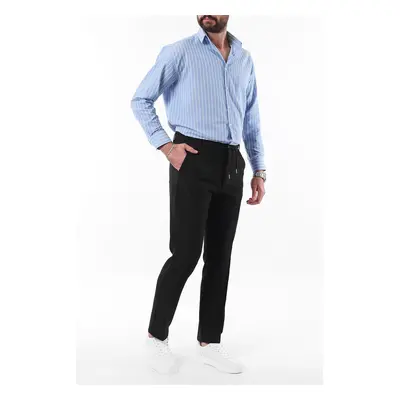 Trendyol Black Slim Fit Waist Tie Detail Elastic Fabric Woven Trousers