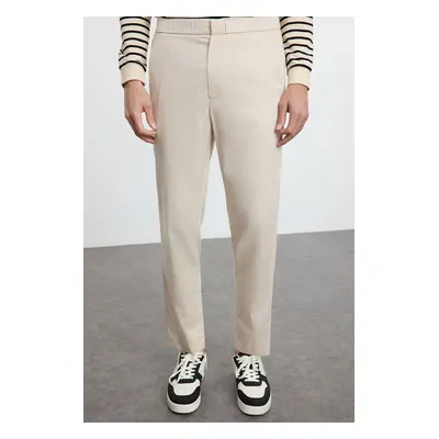 Trendyol Stone Waist Elastic Slim Fit Gabardine Hidden Closure Woven Trousers