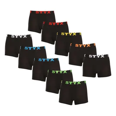 10PACK pánské boxerky Styx sportovní guma černé