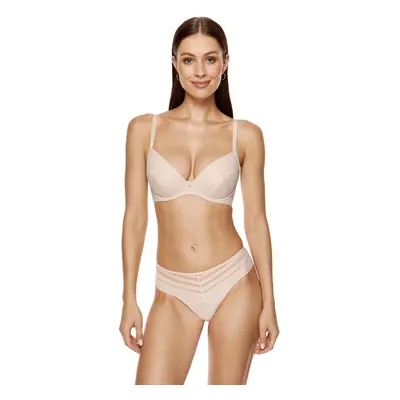 Gorteks Luna striped lace push-up bra beige