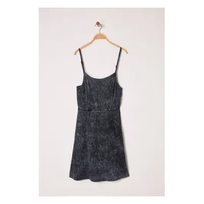 Trendyol Curve Anthracite Camisole Knitted Plus Size Dress